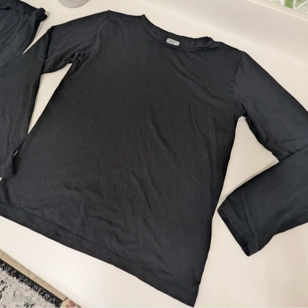 Black Winter Long John's 2 Piece Set 32° Heat XL Unisex Winter Layer
